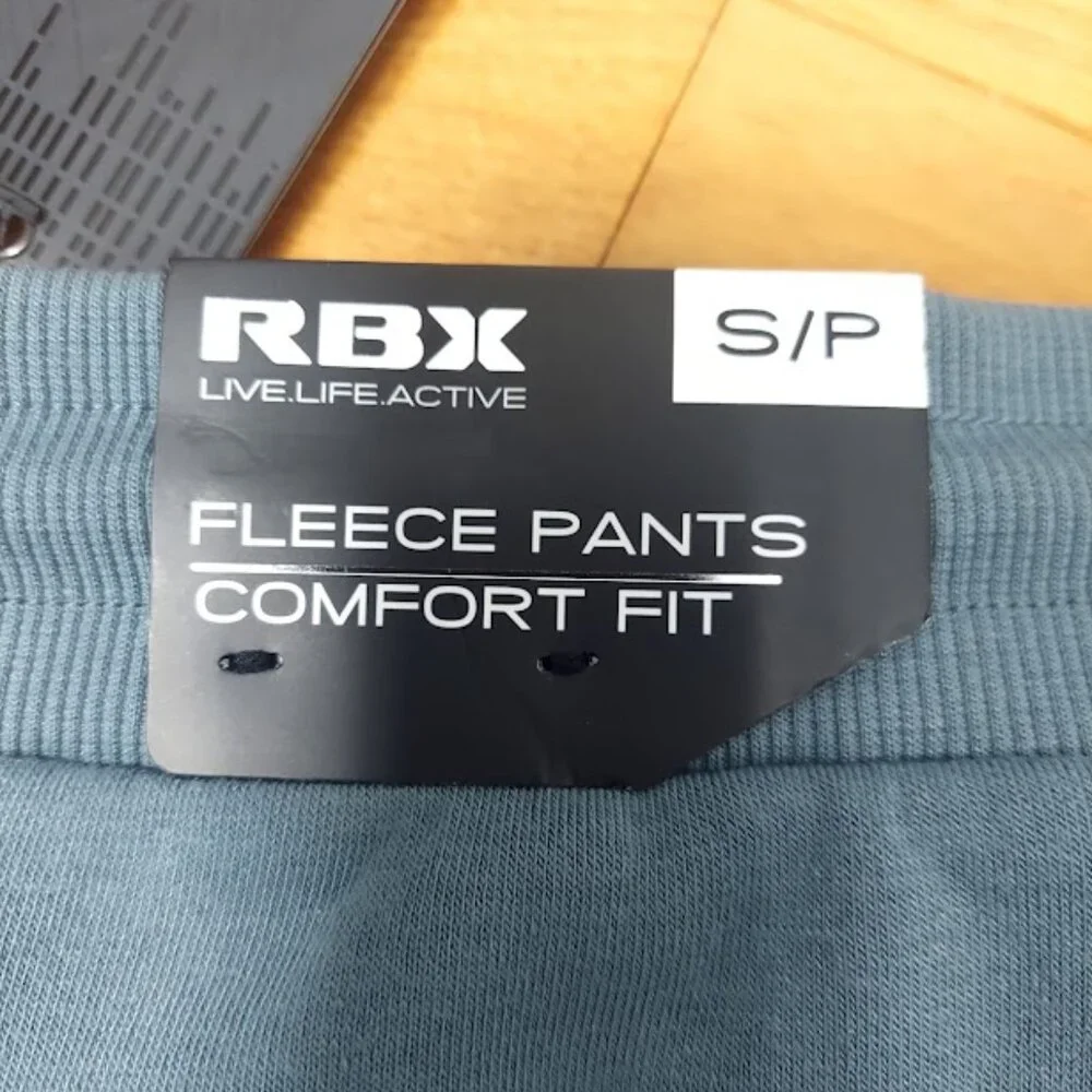 RBX ACTIVE Fleece Pants Comfort Fit Jogger Pants Sweats Blue Slate Small New $78